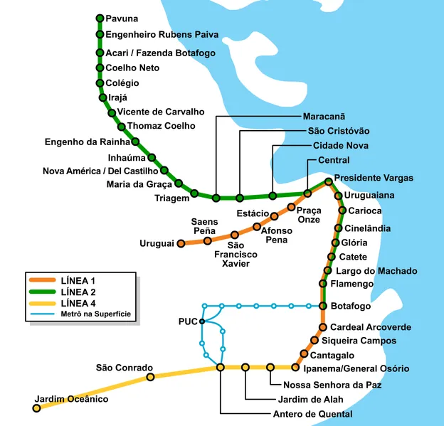 Mapa del metro de Río de Janeiro